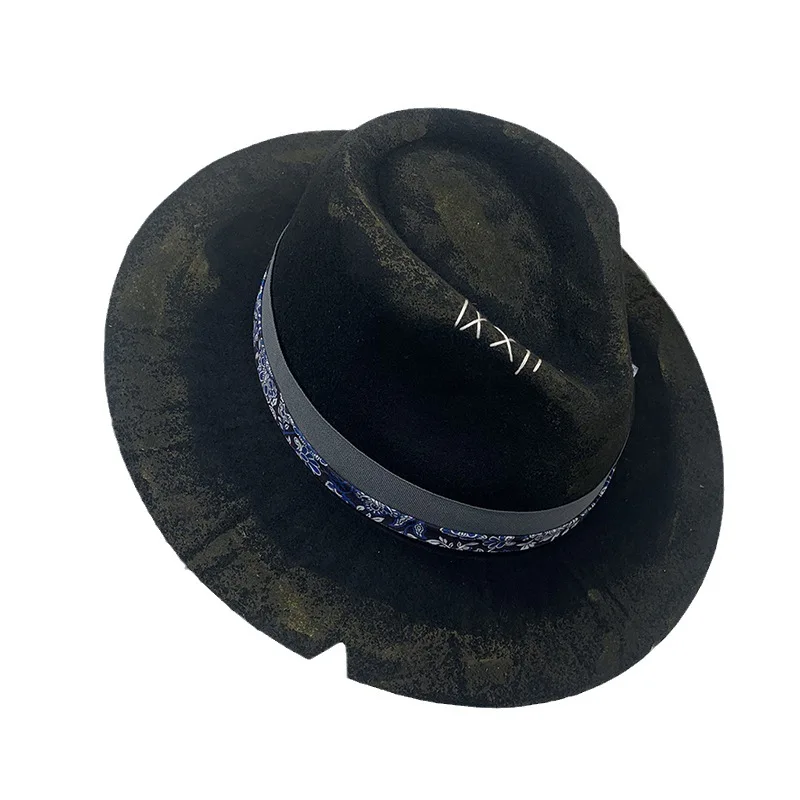 the Derby Hat  men hat felt male fedora with knot  felt hat for summer jazz disco hat for men black fedora hat small brim hat