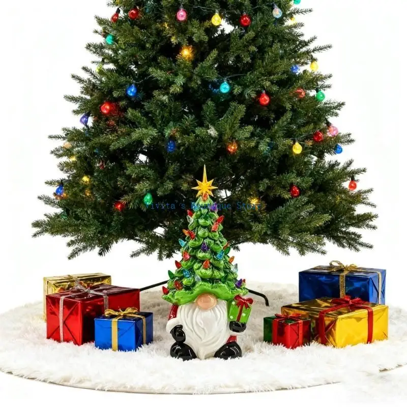 

Lighted Christmas Gnomes Decorations, Faceless Old Man Ceramic Christmas Tree, Small Prelit Holiday Decor for Tabletop Home M76D