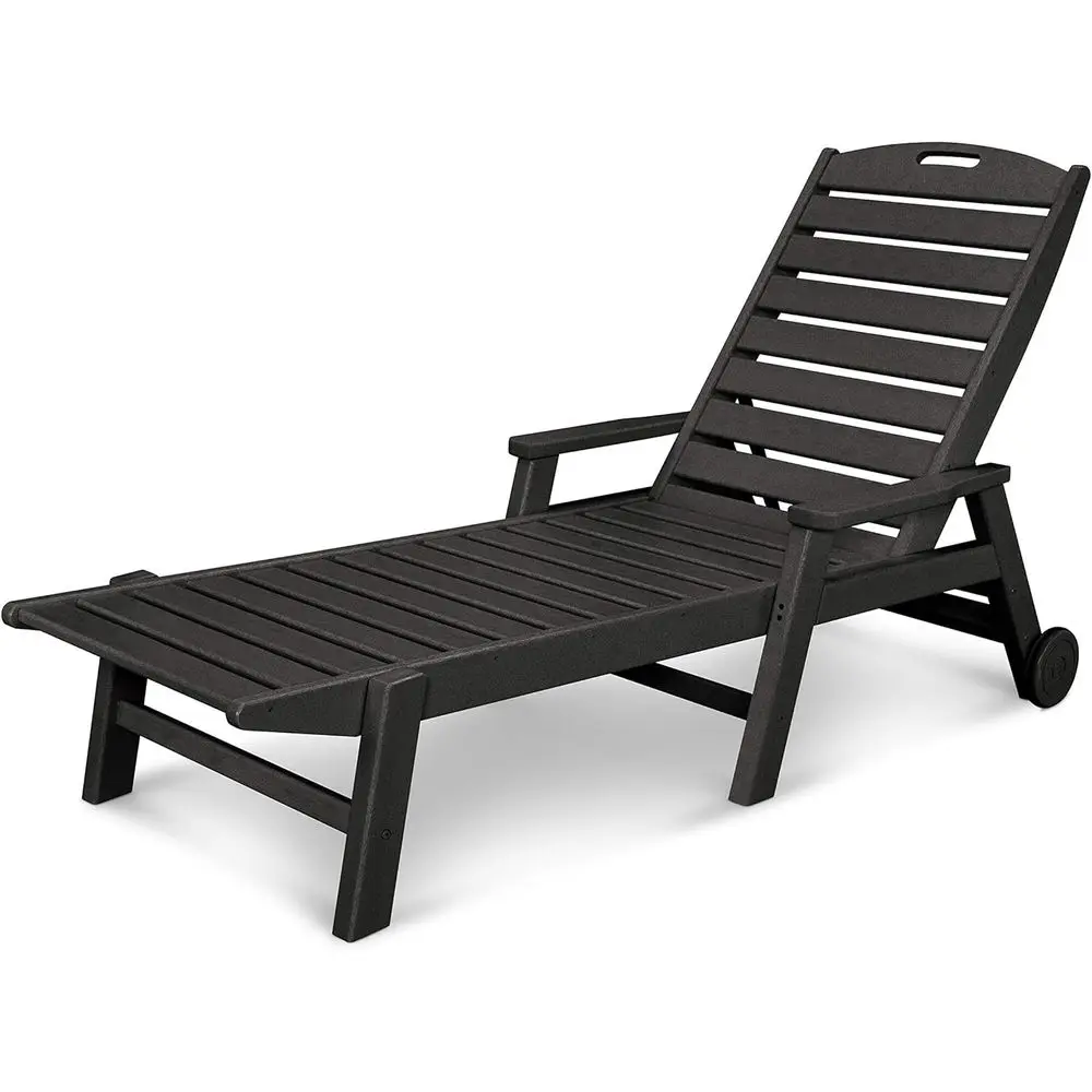 

Black Wheeled Nautical Style Lounge Chair with Arms