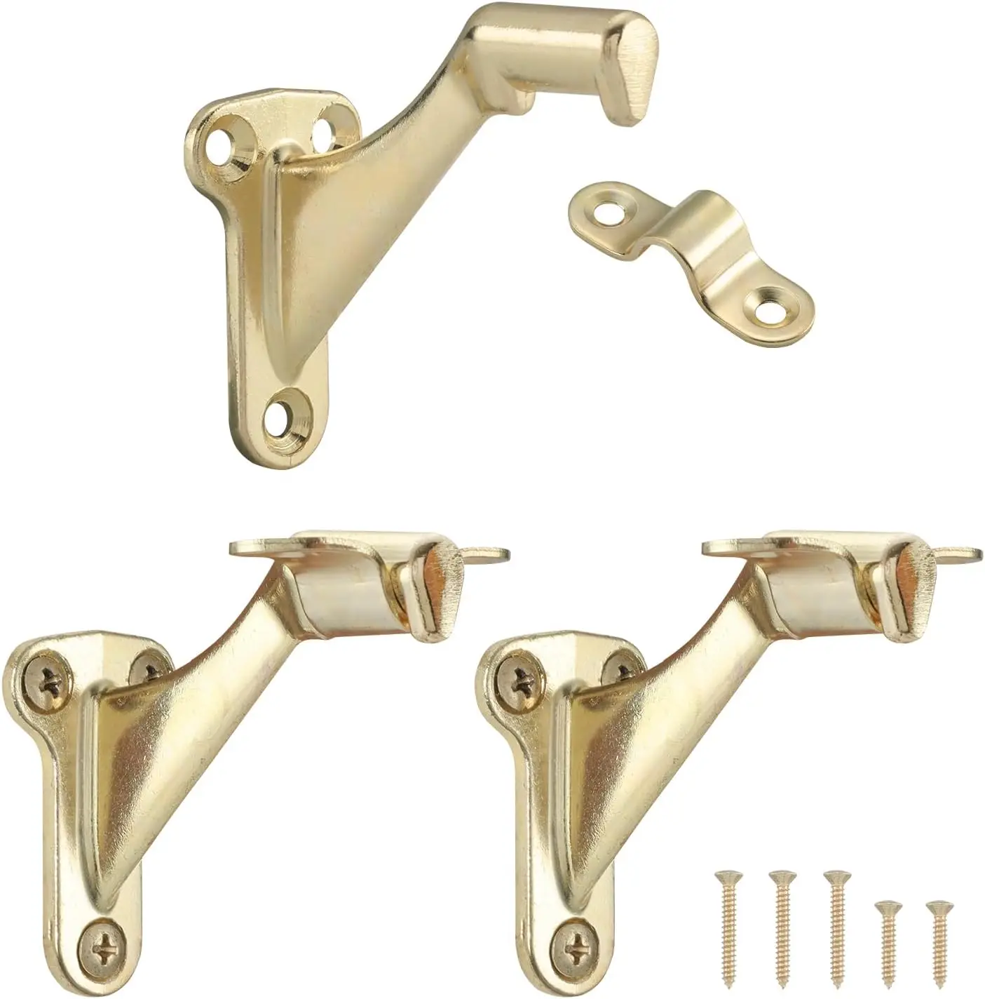 

Heavy Duty Stair Handrail Brackets 3", 330 lbs Capacity, Bright Brass, 3 Pack
