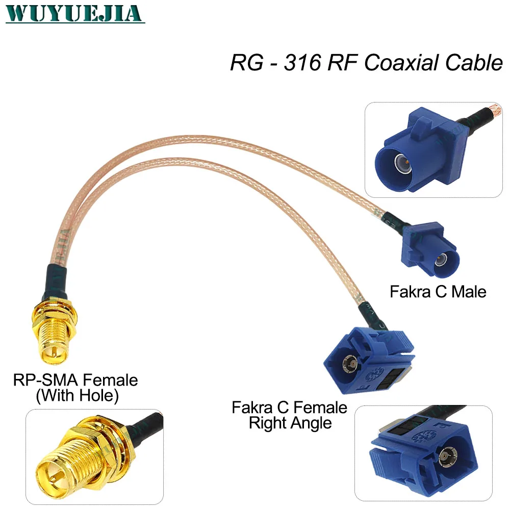0.1~1 M Y 타입 RG-316 케이블 RP-SMA 암 핀에서 블루 파크라 C 수+암 50옴 커넥터 WIFI 라우터 안테나 RF 동축 케이블