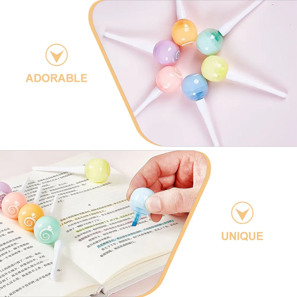 

6pcs Lollipop Highlighter Pens Fluorescent Vibrant Color Mini Highlighters For Students Note Marking School Supplies Art Markers