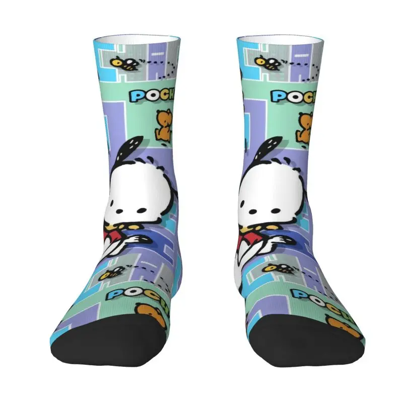 Custom Cool Print Pochacco Sanrio Cartoon Socks for Men Women Stretchy Summer Autumn Winter Crew Socks