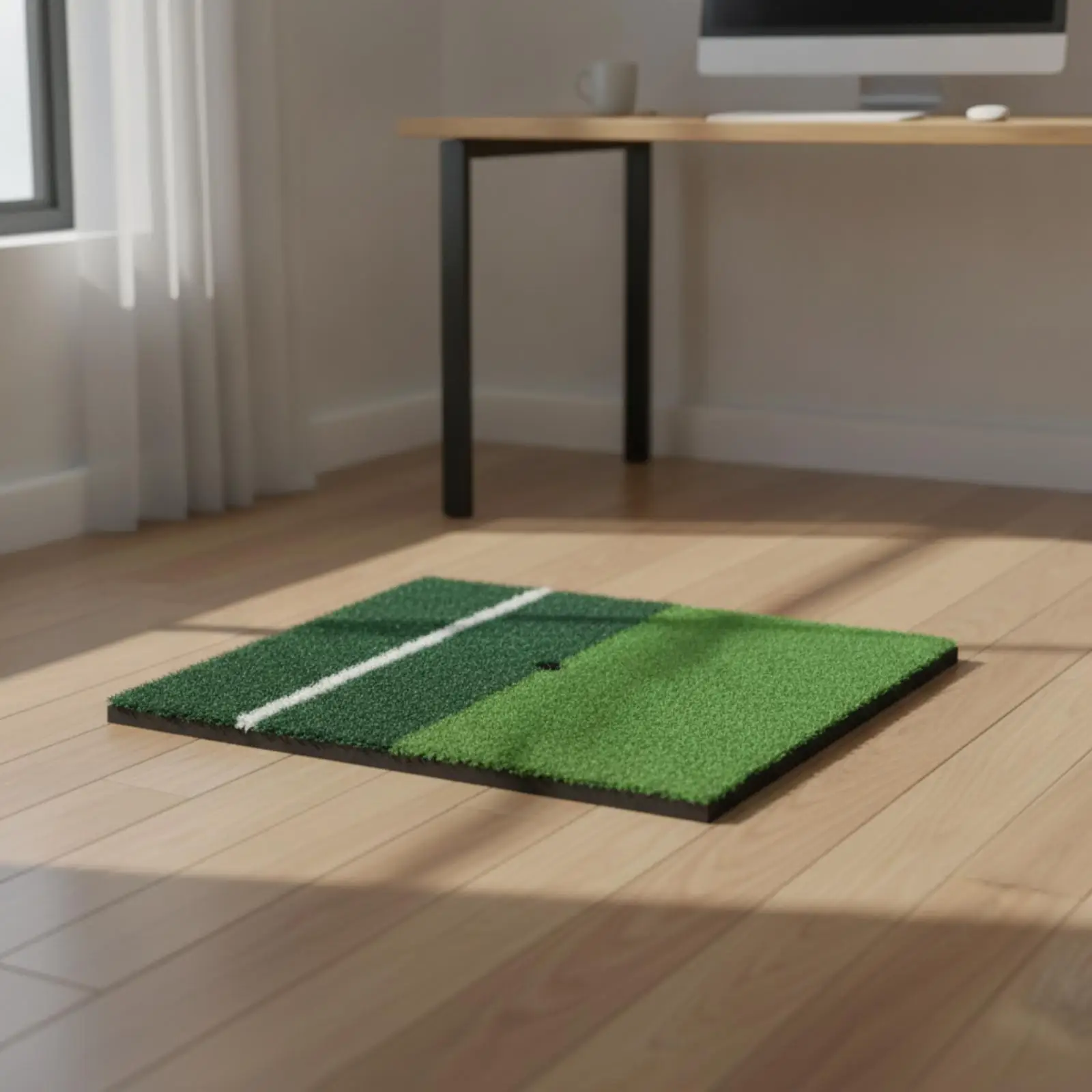 Foldable Golf Practice Mat 30x30cm with White Line for Putting Chipping and Tee Shots