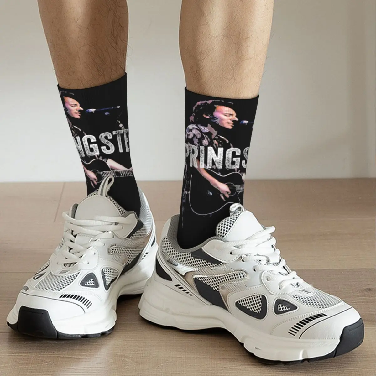 Casual Bruce Springsteen Rock Singer Design Basketball Crew Socks Accessories All Seasons Vintage Long Socks Sweat Absorbing