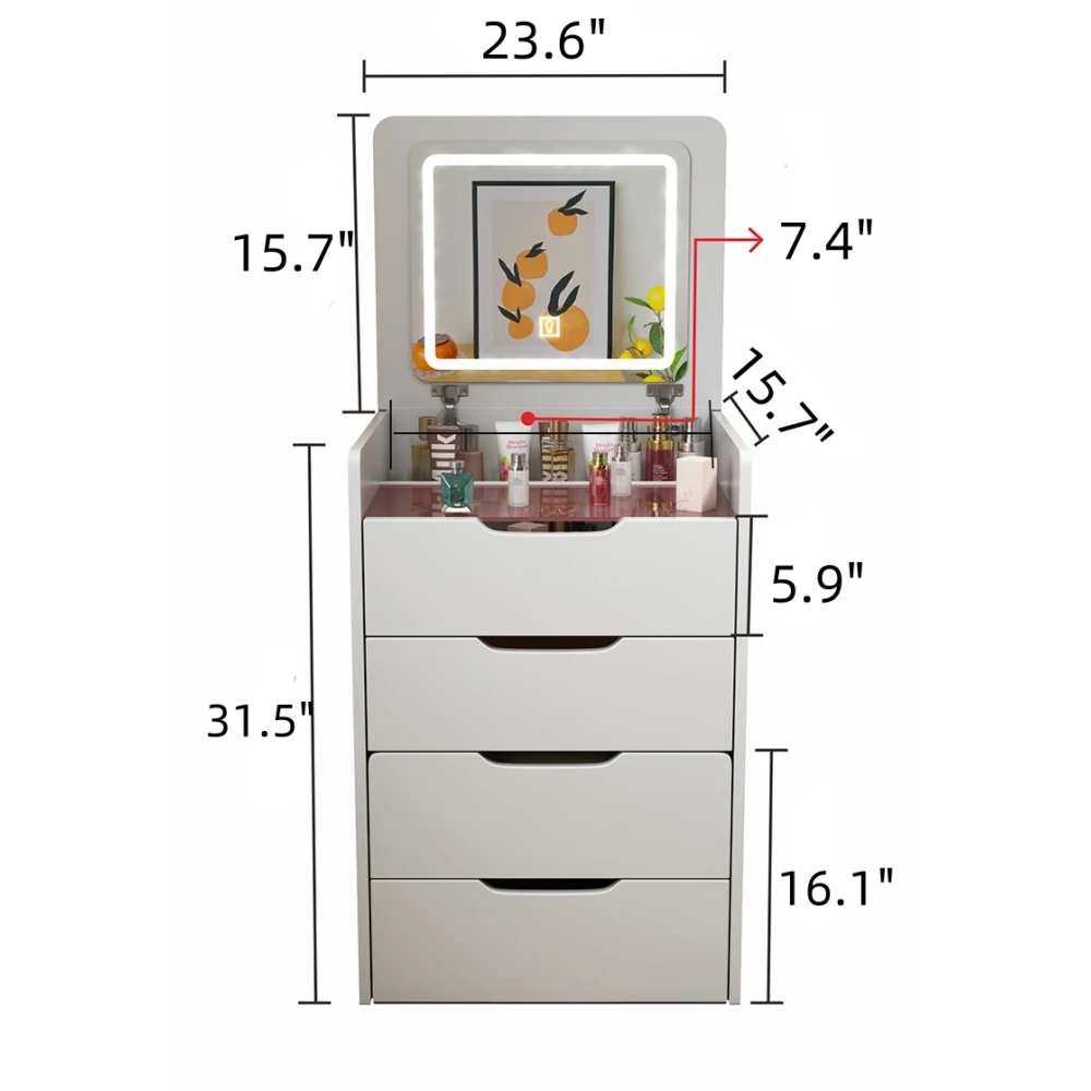 3-in-1 make-upbureau met inklapbare spiegel, make-upijdelheid met 3 laden, gedempt gereedschap, kaptafel voor slaapkamer