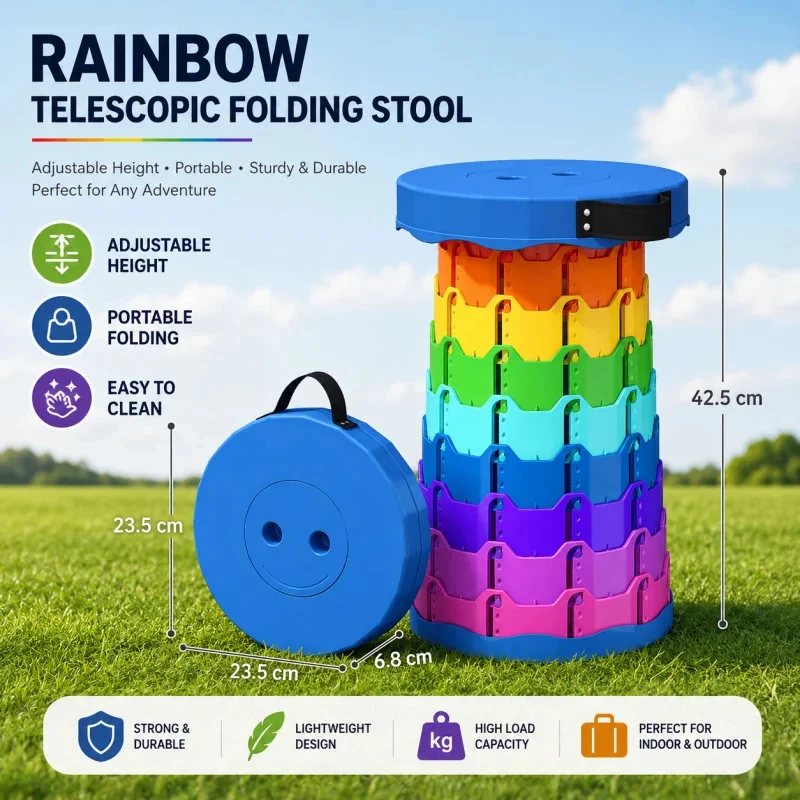 

Foldable Telescopic Fishing Stool Portable Plastic Chair Lightweight Compact Outdoor Seat for Beach Camping 2026 Adjustable