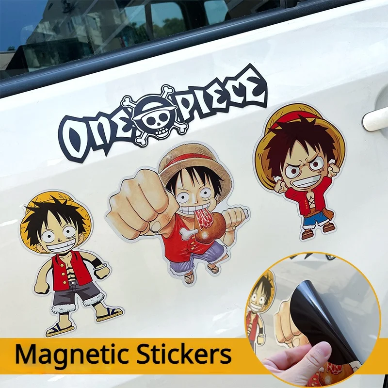 

ONE PIECE Anime Reflective MagneticSticker Car Decoration MonkeyD Luffy Roronoa Zoro Magnetic StickerChildren's Toy BirthdayGift