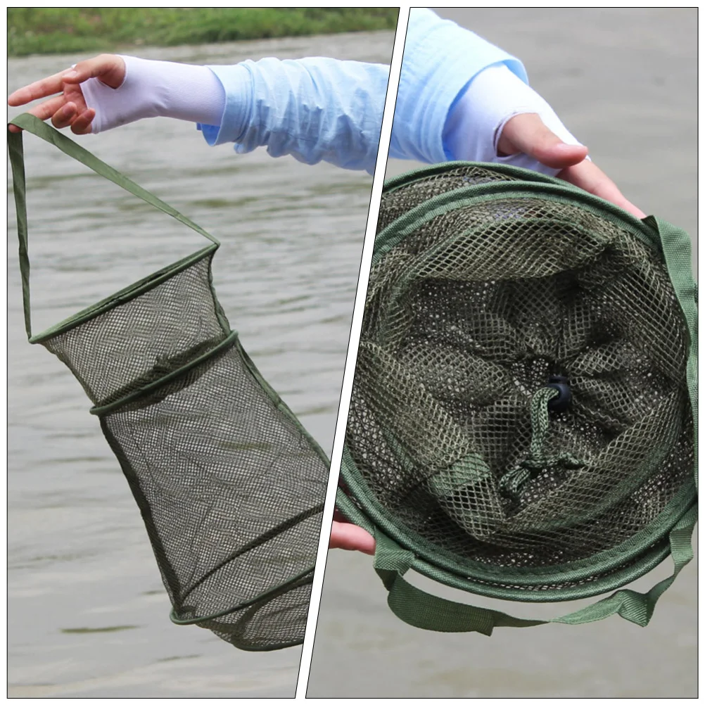 

2Pcs Fishing Trap Net Anti-Scratch Foldable Fish Cage Drawstring for Pond River Fishing