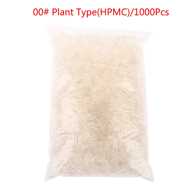 1000Pcs HPMC Plant Muslim Empty Capsule Medicine Capsule 00# Transparent Pill