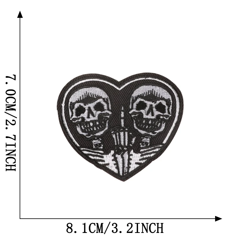 Schwarz-weißer Totenkopf zum Aufbügeln, Rock für Kleidung, bestickt, Mochila-Hut, zum Aufnähen, Patches, Punk-Stoff, Diy, Nas Vendki, Jacken-Aufkleber – Detail 8