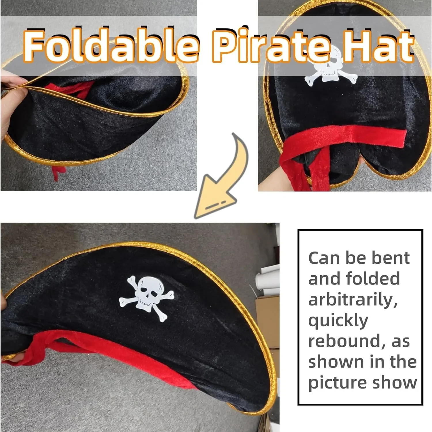 Piratenkostuumaccessoires Schedelprint Patch voor Dames Heren Kinderen Volwassenen 3 Stuks Piratenhoed & Gevulde Schouder Papegaai & Ooglapjes