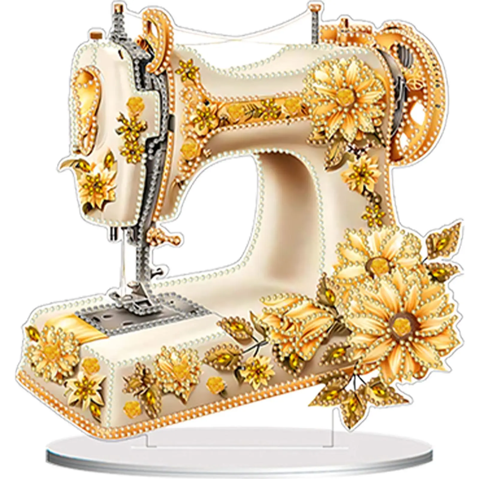 

Double Sided Special Shaped Flower Sewing Machine Diamond Painting Desktop Ornament 5D DIY Diamond Art Decor Bedroom Decoration