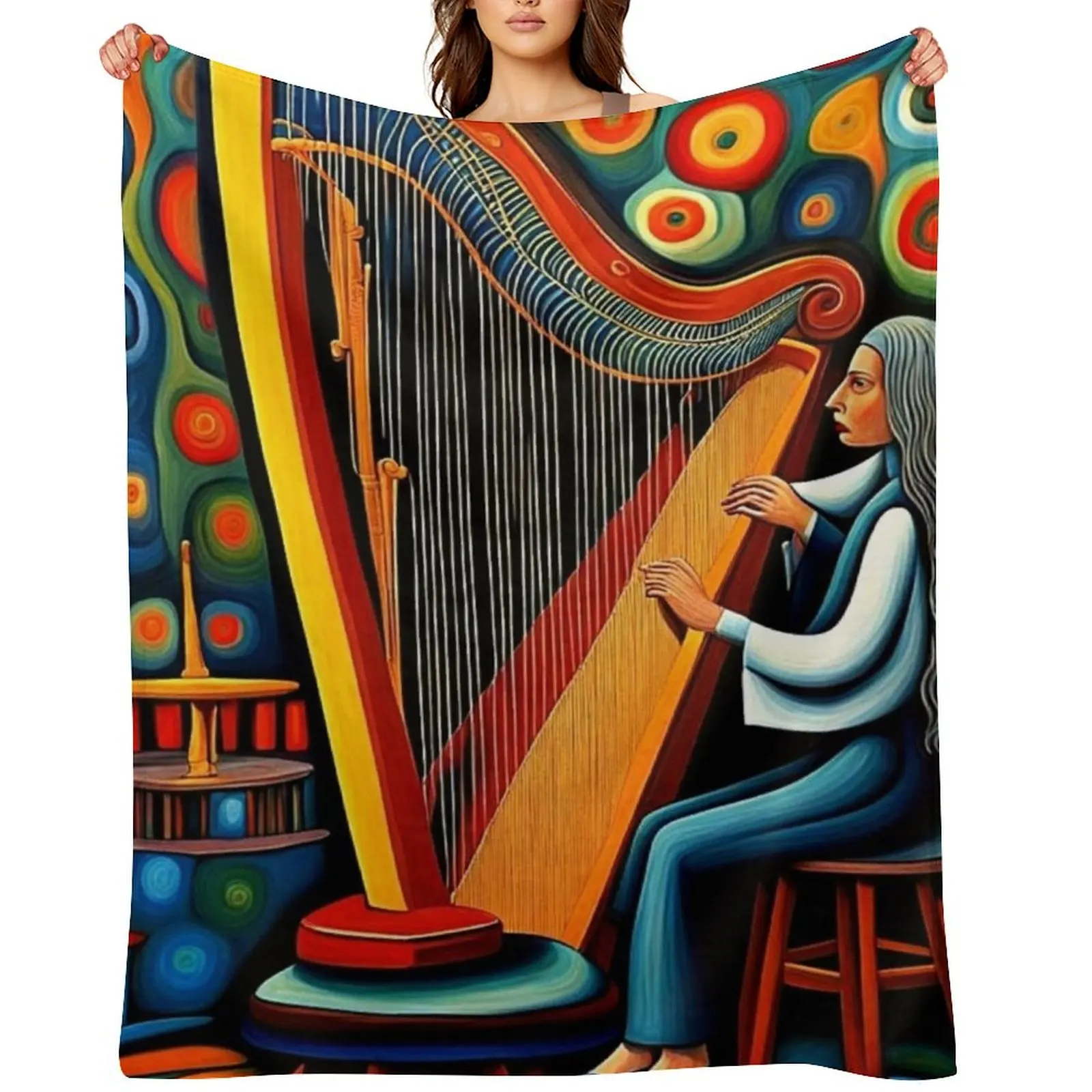 

The Harp Player Throw Blanket funny gift bed plaid Thin Multi-Purpose Blankets