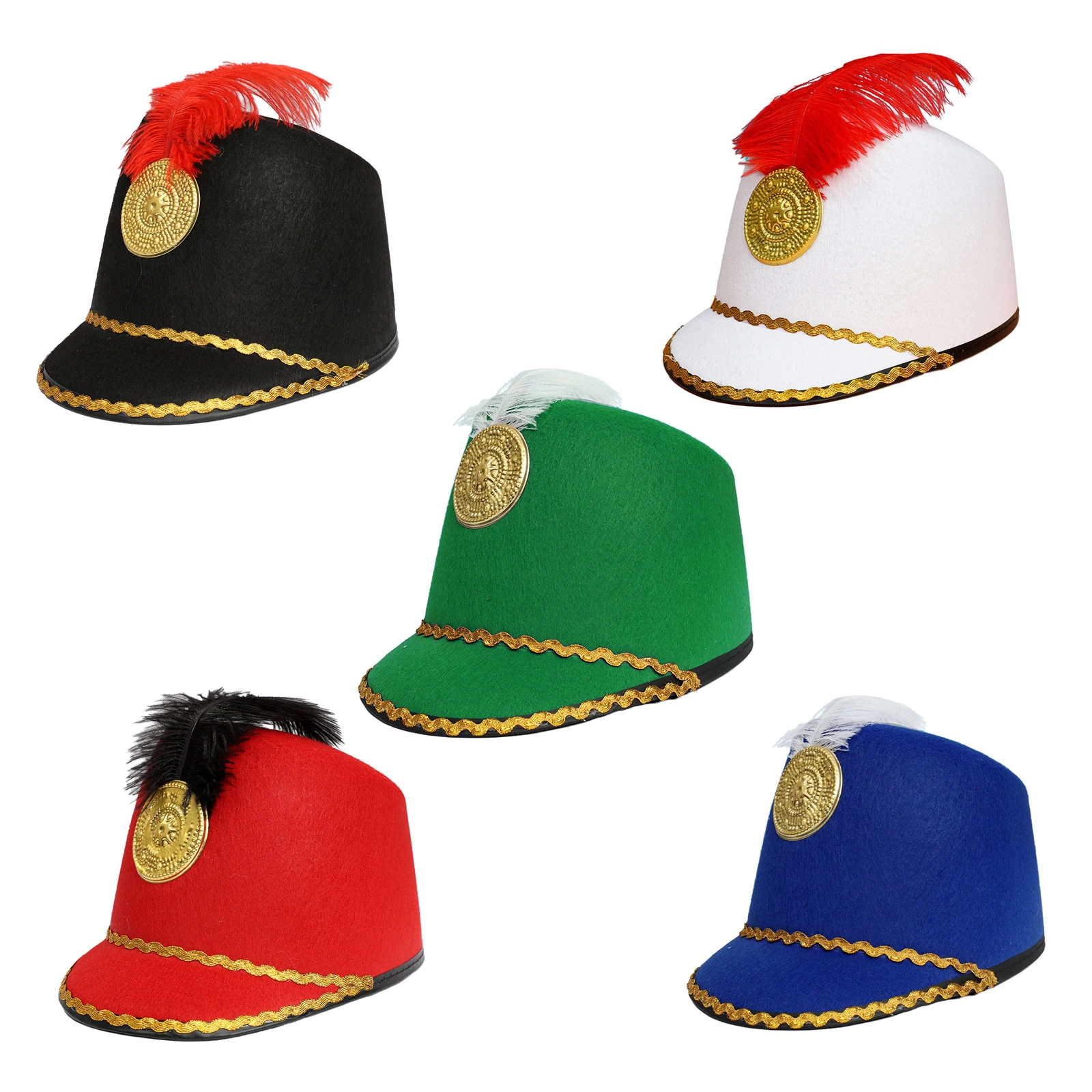 Adult Kids Children Drum Band Major Hat Soldier Confetti Cap Marching Band Drummer Circus Cosplay Predator Hat Stage Performance