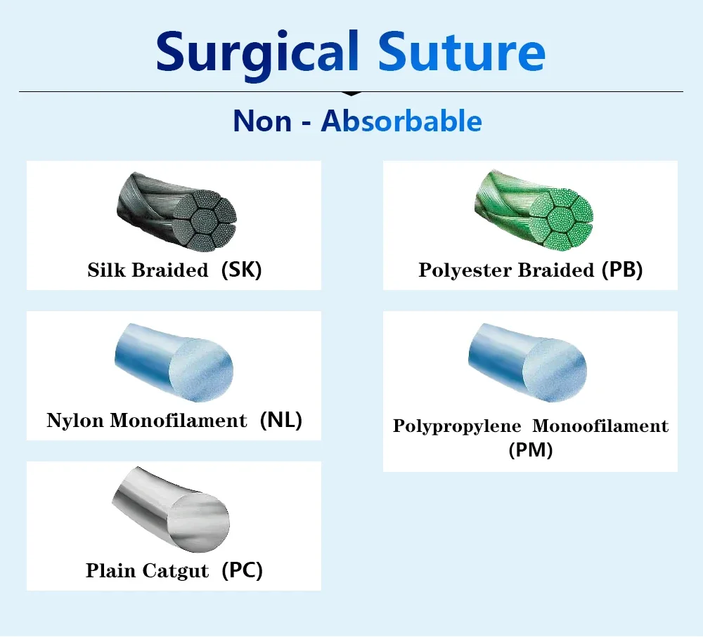 Disposable Nylon Silk Sutures Medical Student Practice Kit 4/0 3/0 2/0 0 1 Polypropylene Surgical Sutures 75cm