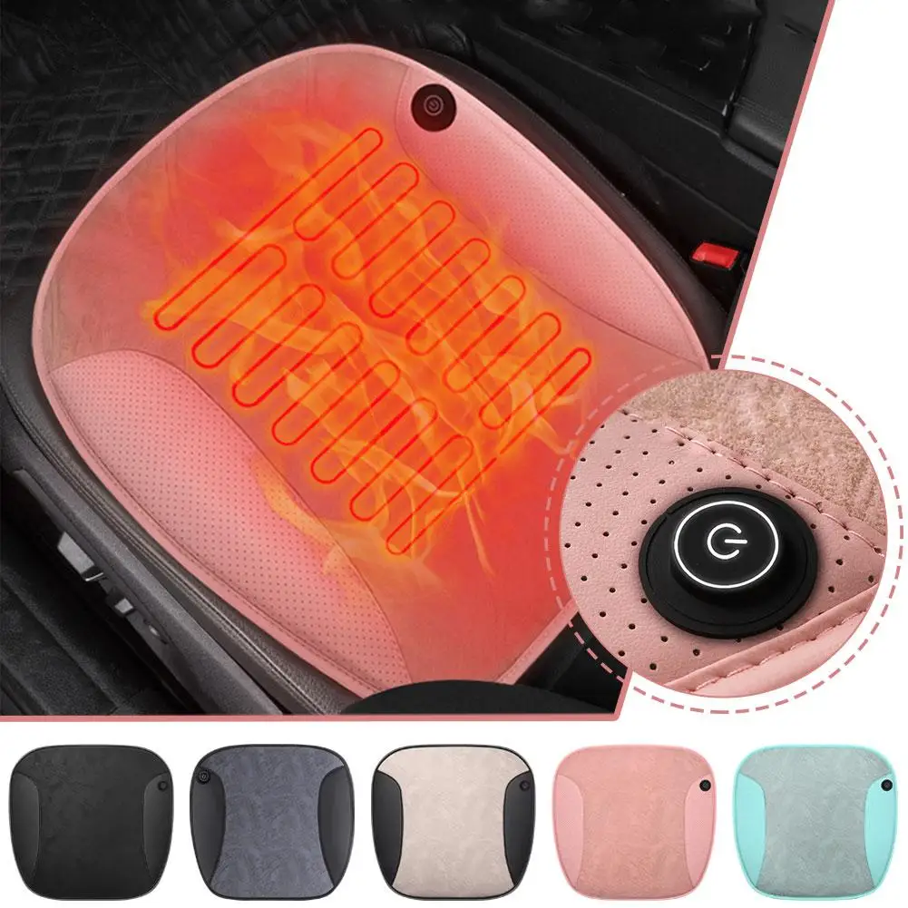 12V Car Seat Heated Cover With USB Connector Adjustable Temperature Car Heating Pad Soft PU Auto Seat Warmer Heating Cushion