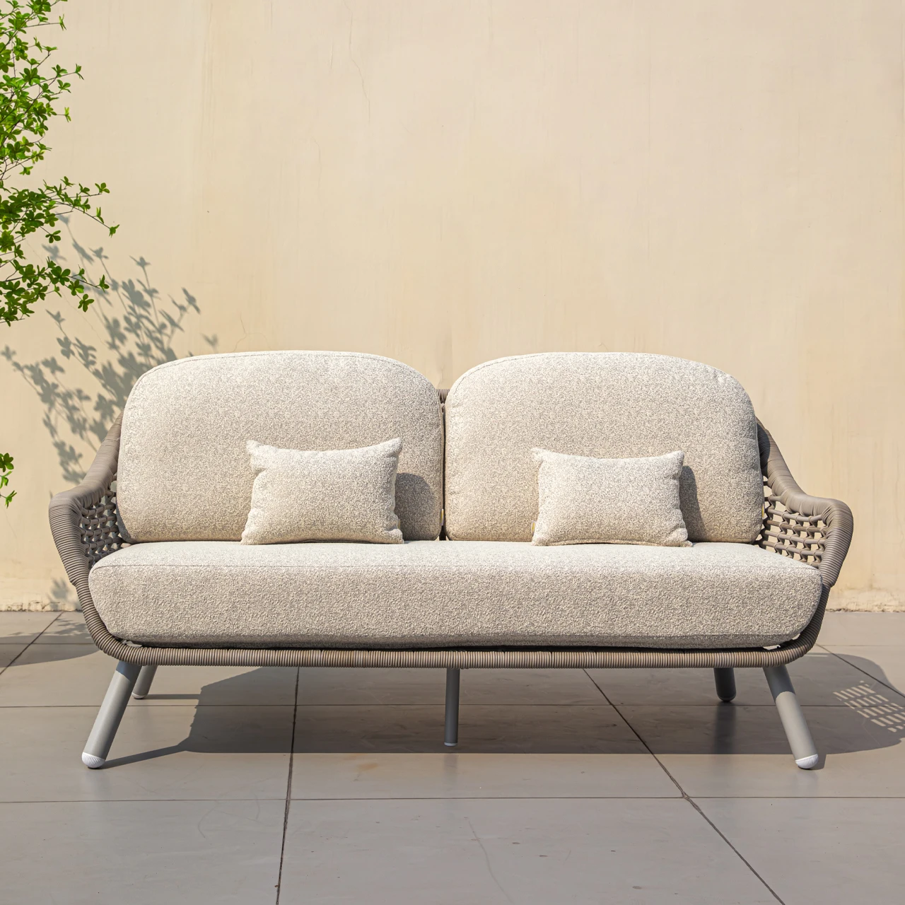 di- Plastic Rattan Classic Design Patio Furniture Two Seat Module Aluminium Frame Garden Sofa for Outdoor Park Hotel