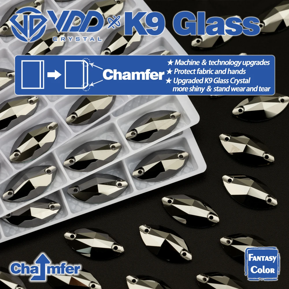 VDD S266 Hematite Top Quality K9 Glass Sew On Rhinestones Crystal Flatback Sewing Strass Stones For Clothes Garment Accessories