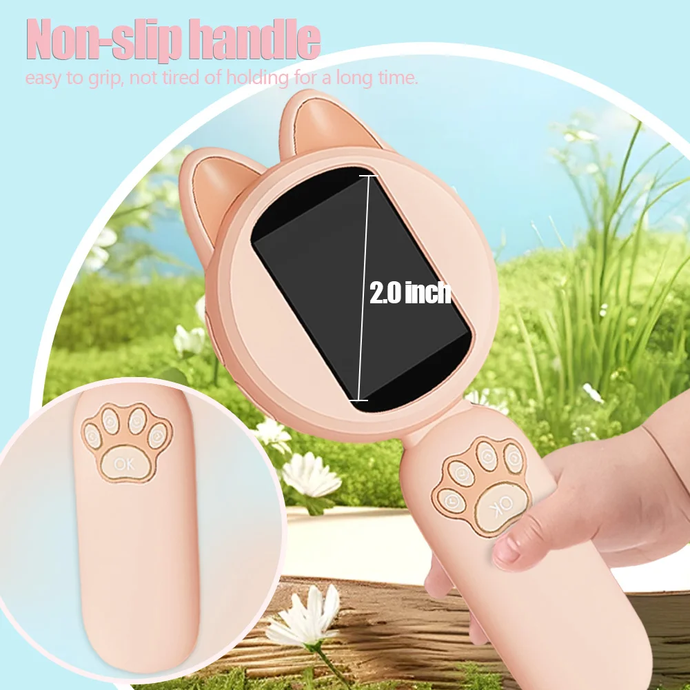 4X Kids Magnifying Glass Handheld Magnifying Glass Cat Shape Digital Magnifying Glass Children Cartoon Magnifer for Boys Girls