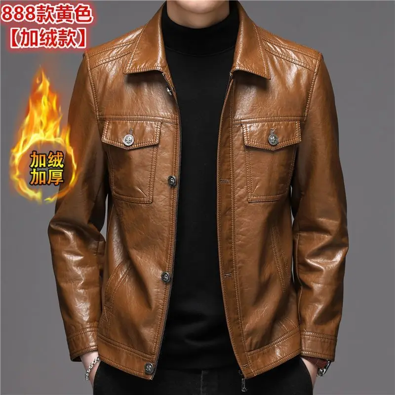 Men's Leather Jacket Sheepskin Vintage Soft Real Leather Jacket Men Genuine Spring Autumn Winter Internally Velvet Jacket Man