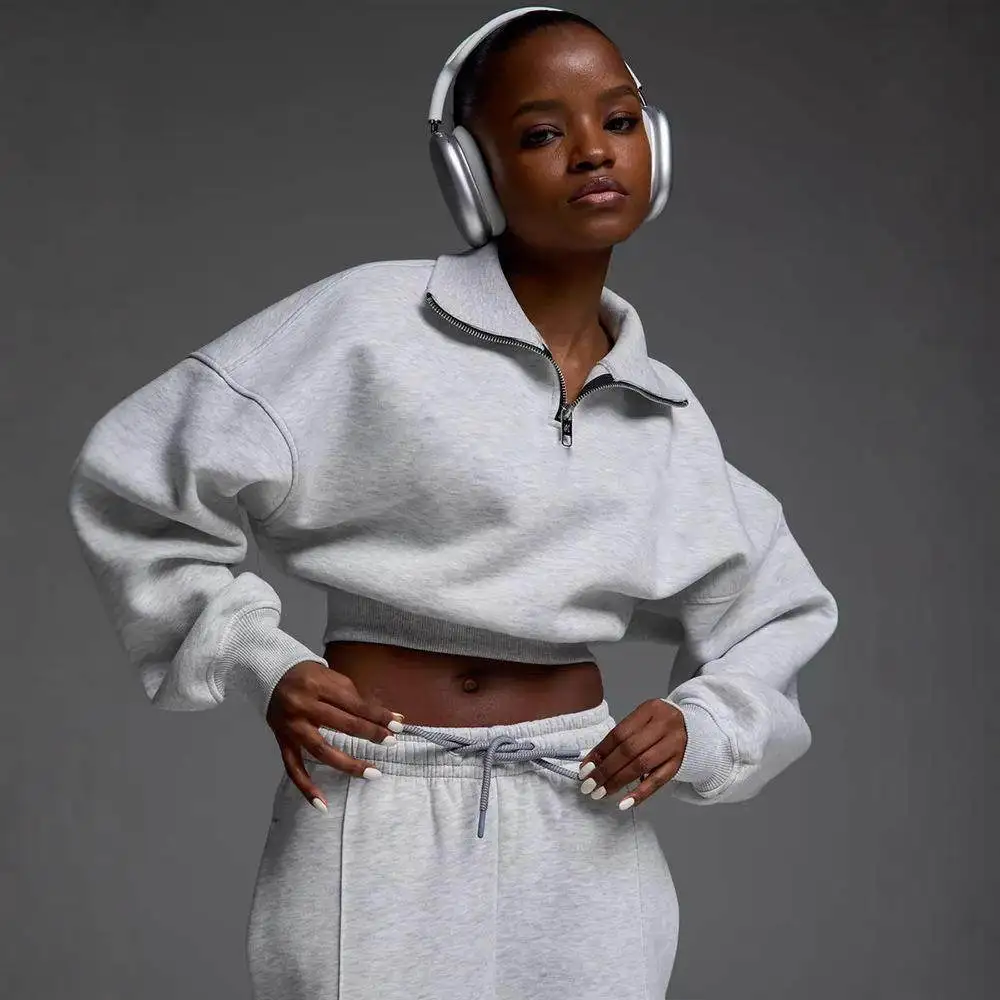 

Повседневный модный женский длинный свитшот с воротником-стойкой на талии и брюки из двух предметов, комплект из ПВХ с низкой талией и принтом