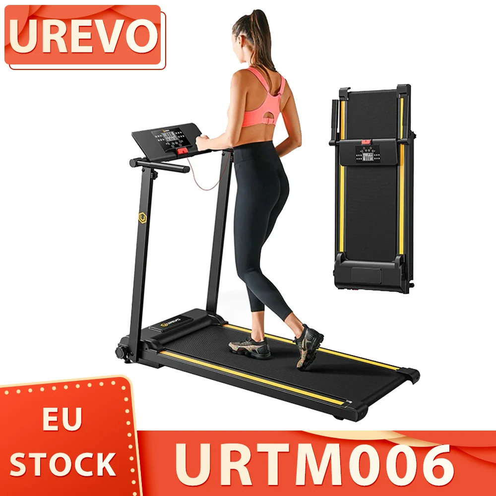 UREVO-mini cinta de correr URTM006 Foldi, velocidad máxima de 1-10 km/h, área para caminar de 105x40cm, carga máxima de 100kg, 12 programas HIIT