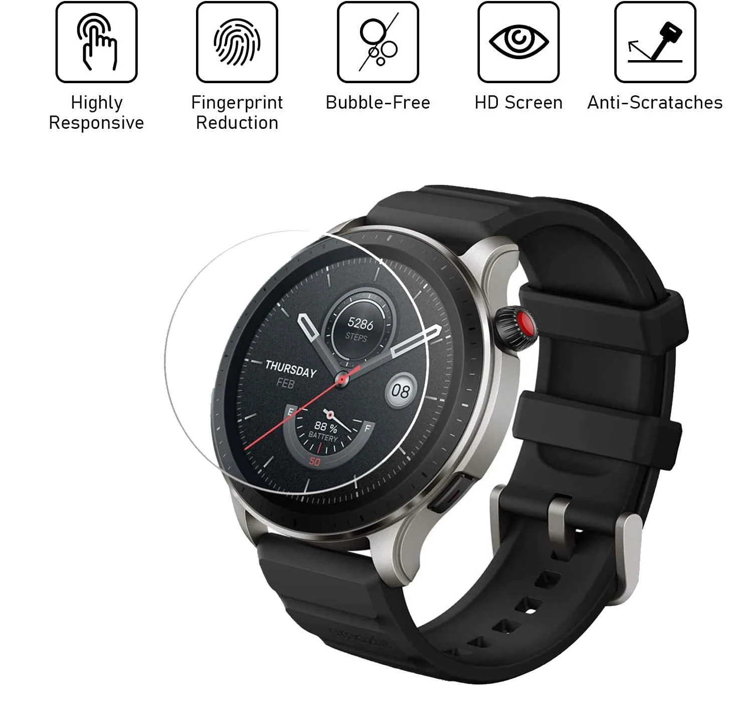 Tempered Glass For Amazfit GTR 4 Smartwatch Screen Protector Anti-scratch Film For Amazfit GTR 4 GTR 47MM 42MM Protective Glass