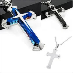 Fashion Men Cross Necklace Religious Belief Jesus Cross Pendant Hip Hop Necklaces for Men Cross Jewelry Anniversary Gift