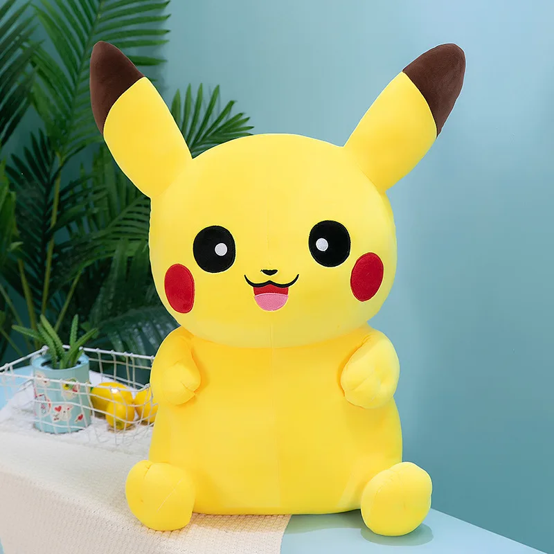 Peluche de Pokémon Pikachu, muñeco gigante de Anime, Smiley Kawaii, 35-75cm, almohada suave, decoración de habitación, regalo de estudiante para niño