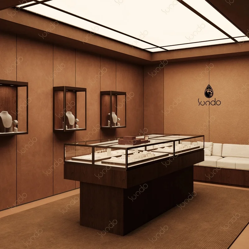 custom.Sundo Custom Luxury Led Light Jewelry Display Showcase Custom Watch Jewelry Shop Counter Interior Design Ideas Jewellery