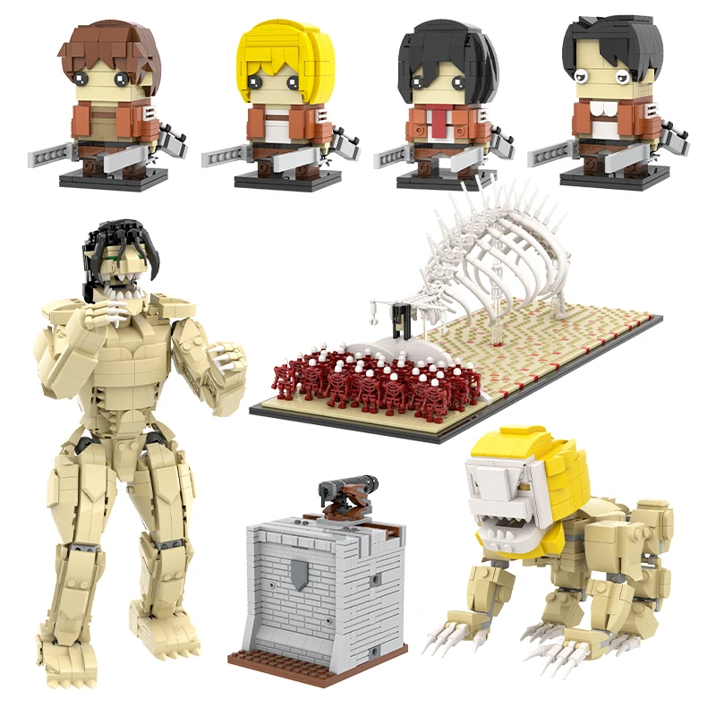 MOC Attack Titan Giant Bricks Anime Action Figure Rumbling Cannon Weapon Building Blocks Toys For Children Birthday Gift Friends