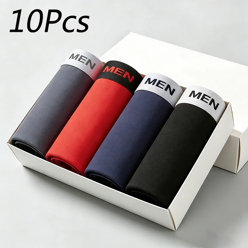 Men's Boxer Briefs Underwear 10Pcs Soft Breathable High Elastic Comfortable Male Underpants For Daily Sports Workout