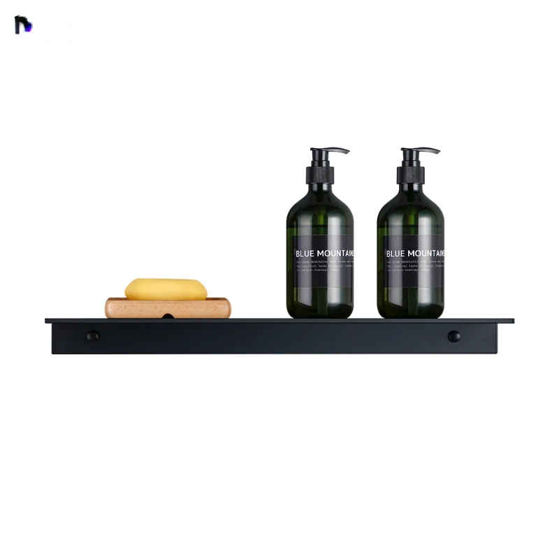 

Matt Black Wall Shelf Bathroom Shelves Bathroom Accessories 30-50cm Modern Kitchen Shower Bath Storage Rack Wholesale Promotion