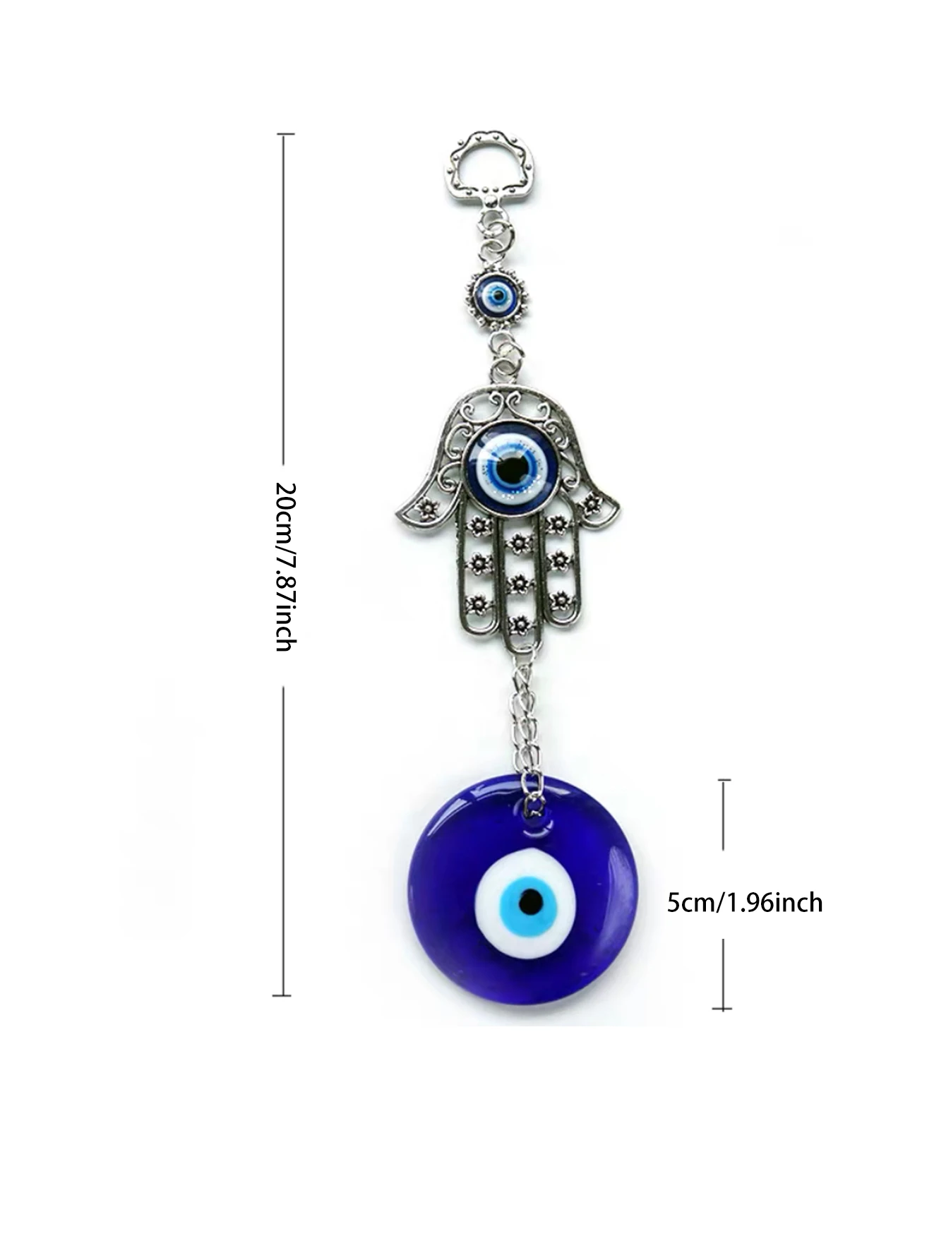 e Devil\'s Eye Glass Eye Pendant Turkish Jewelry, Blue Eyes Alloy Palm Pendant.