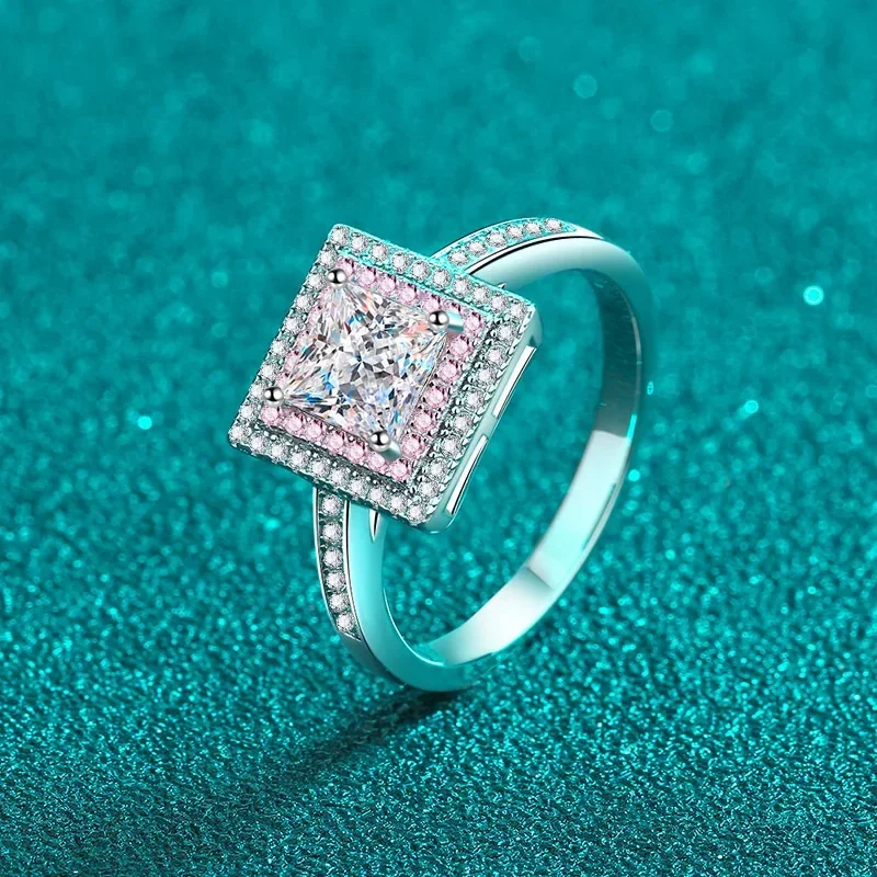 Platinum Pt950 Wedding Jewelry White Gold Luxury for Women Moissanite Diamond Sugar Ring 18K Rose Gold 1 Carat Rings Occasion