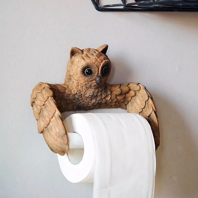 ノベルティフクロウトイレットペーパーホルダー、ティッシュホルダー、トイレ、家庭