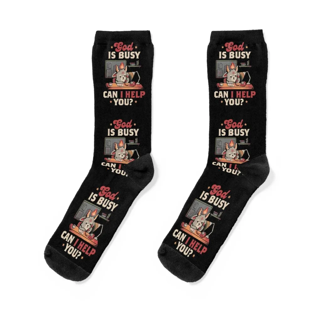 God is Busy - Creepy Cute Baphomet Gift Socks gifts custom Argentina Socks Woman Men's