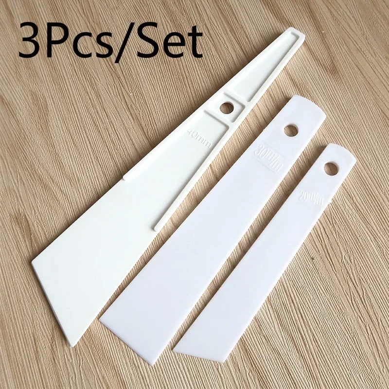 3Pcs/Set 20mm 30mm 40mm White Plastic Gumming Board Smear Glue Scraper Handmade Carving Stitching Sewing Leather Craft Tools