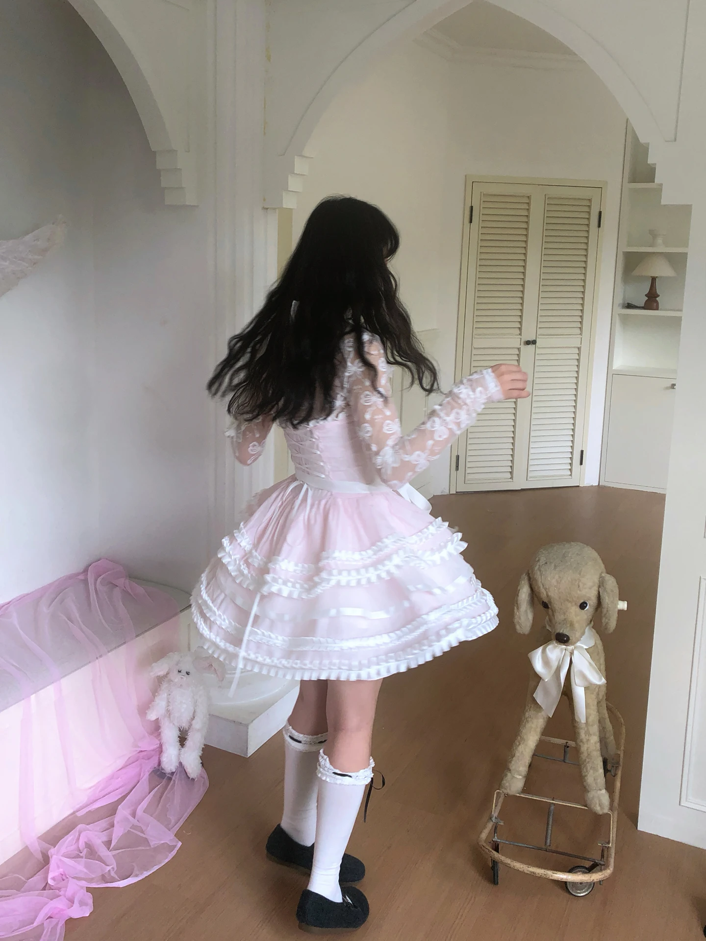 Original Sweet Fashion Pink Halter Dresses 2025 Girl's Slim Fit Elegant Ruffle Princess Dresses Women's Off-Shoulder Cake Dress