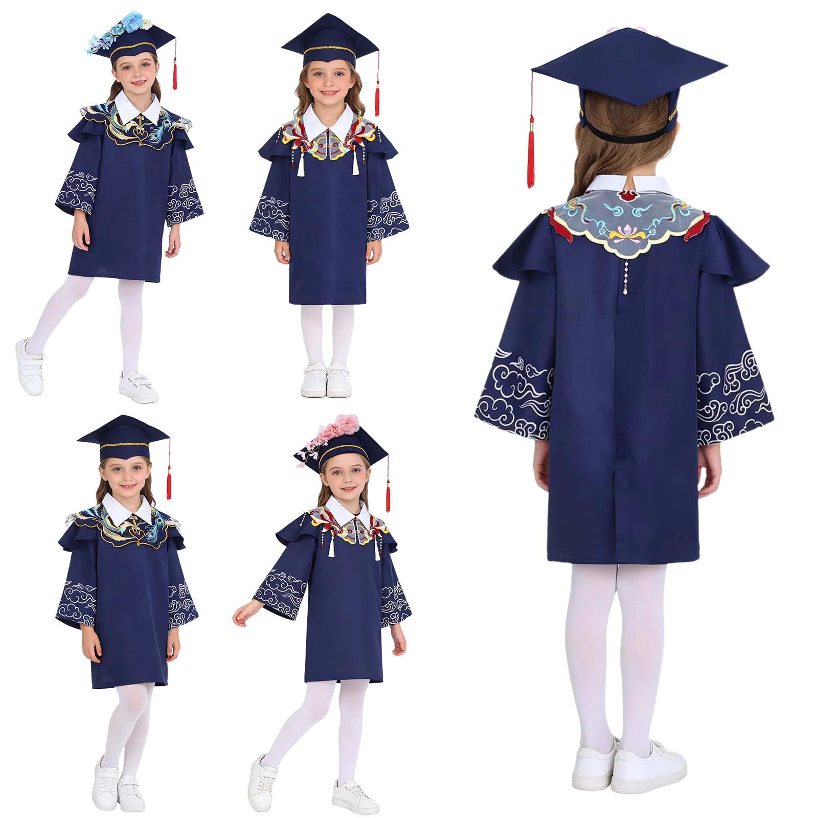 Graduation Uniform with Tassel Hat Neo-Chinese Style Graduation Bachelor Suits Students School Uniform Graduation Party Clothes