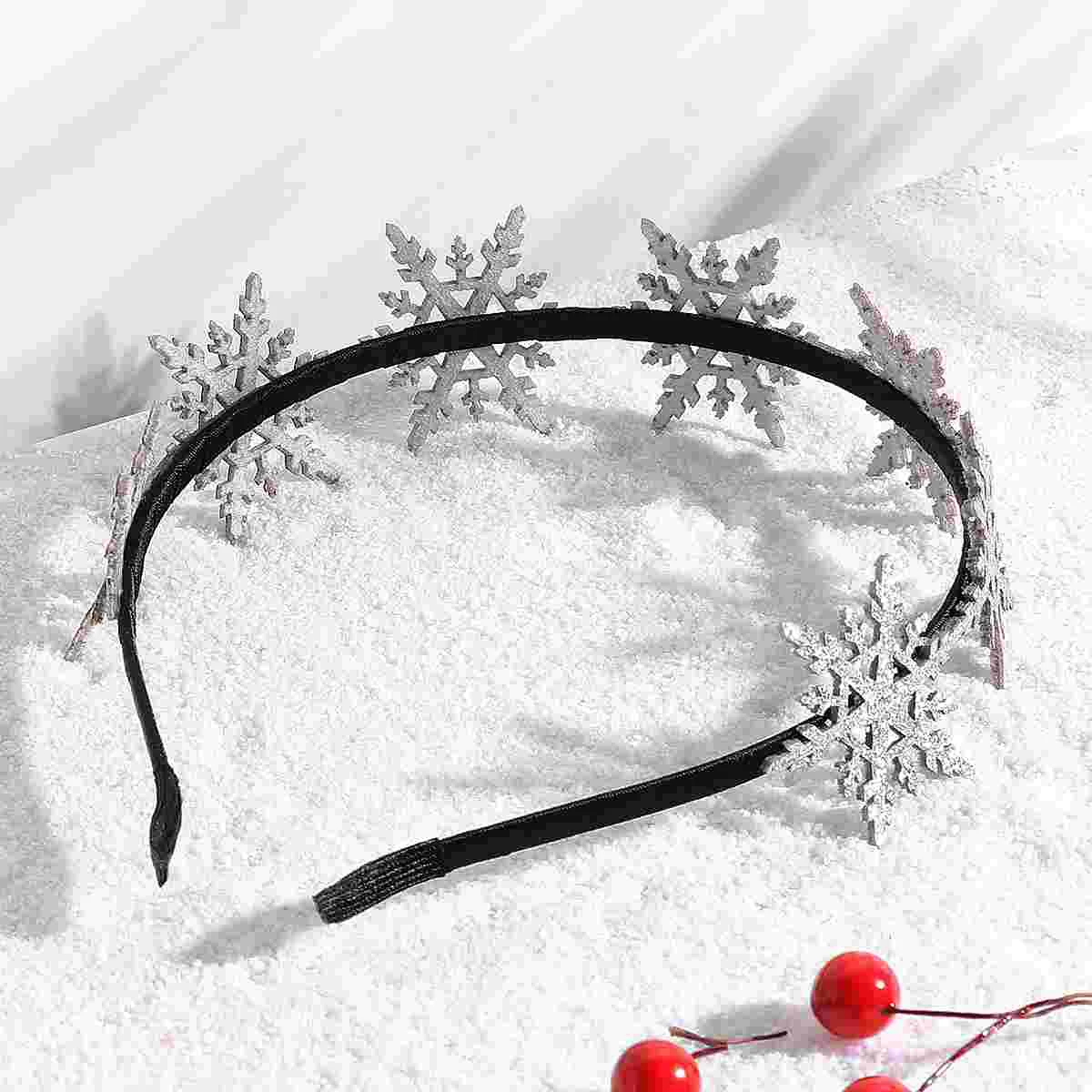 Frcolor 1PC Christmas Hair Bands Adorable Glitter Snowflake Hair Hoops Headdress Party Favors Supplies for Kids (Silver)