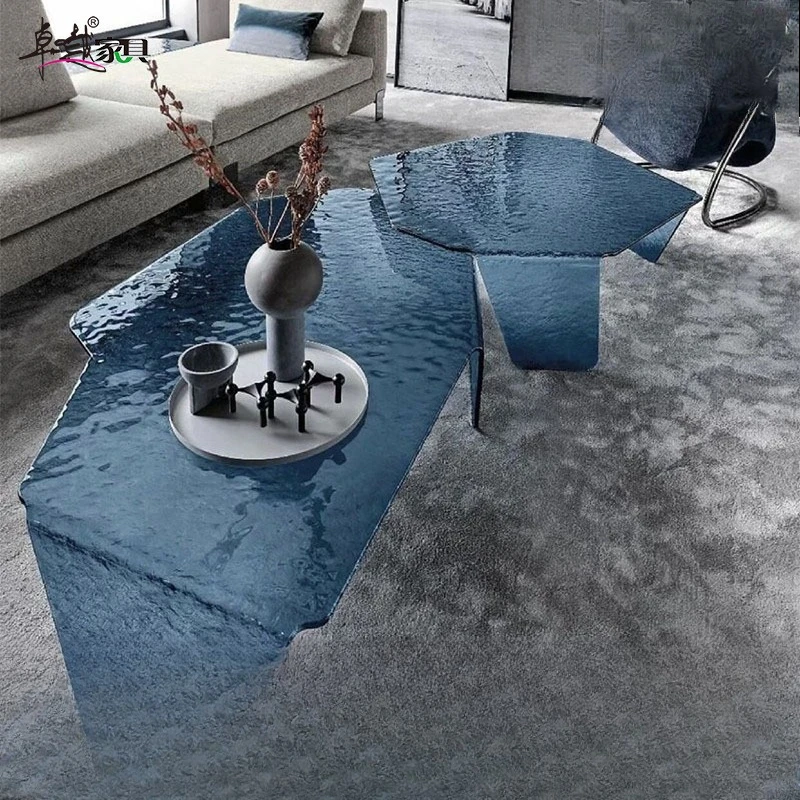 Water ripple living room creative designer irregular Italian high-end feeling high and low transparent edge