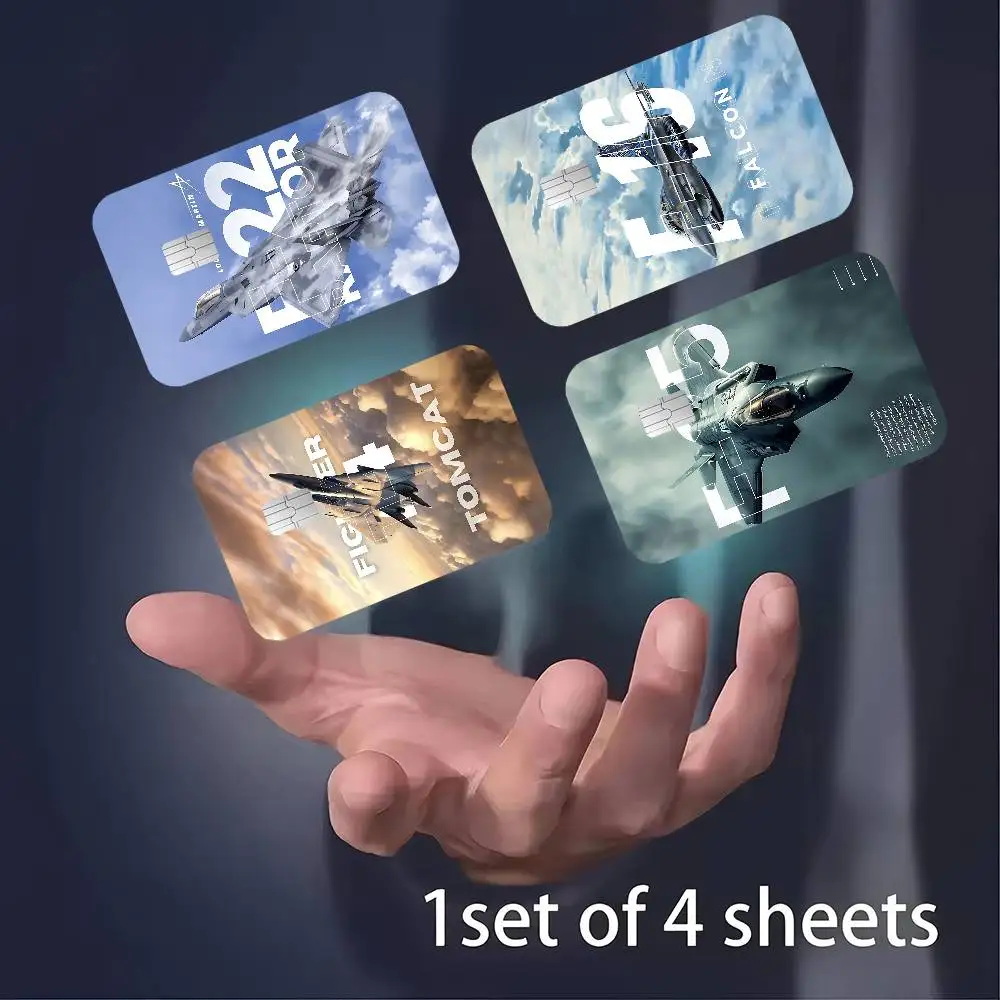 الأمريكية المقاتلة A10 F22 F14 F15 F16 أباتشي موضة ماتي الذهب الفضة الأسود ماتي فيلم الجلد ملصق الشريط لبطاقة الخصم البنك