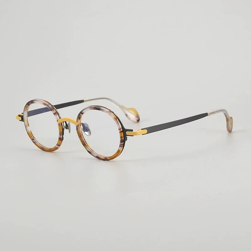 Belight Optical ทรงกลม Handmade สีสันรวม Acetate ไทเทเนียม Retro กรอบแว่นตาเลนส์ MW002