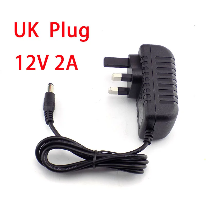 AC DC 12v 2A 2000ma Adapter Power Supply Adaptor EU UK AU US PLUG 5.5*2.5mm Wall Charger For CCTV Cameras And IR Llluminators