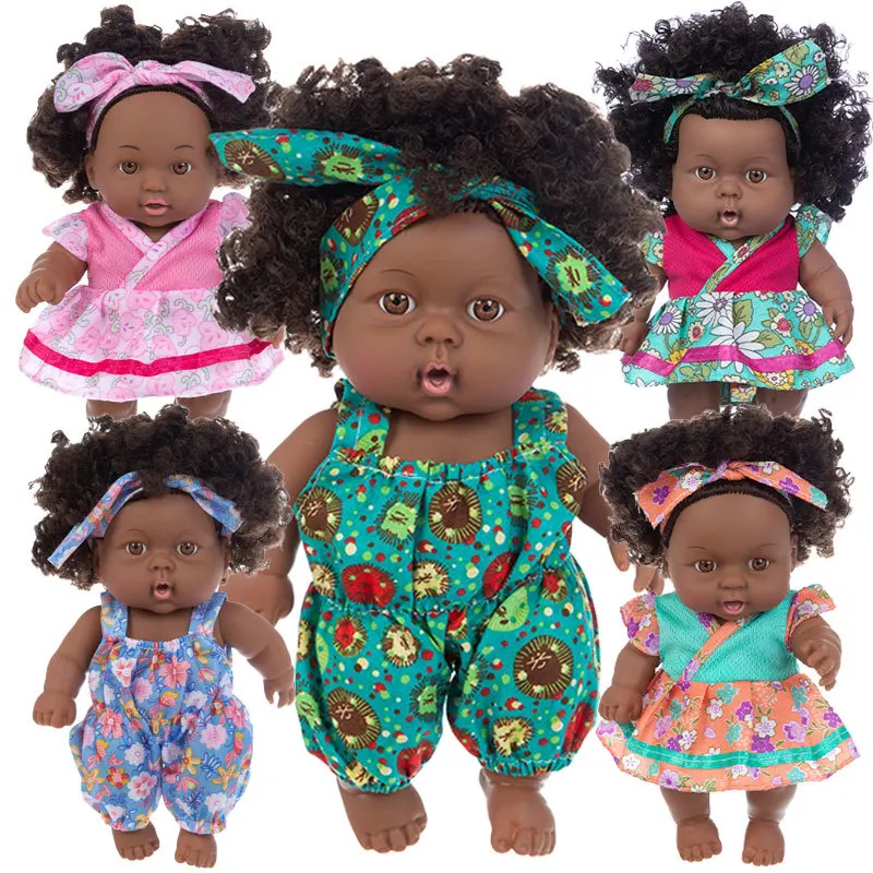 8 inch African American Doll Raven Dark Skin Reborn Baby Finished Newborn Lovely Black Girl Collectible Art Christmas Doll Gift