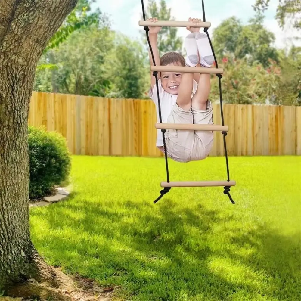

Swing Fitness Toy Climbing Rope Wooden Outdoor Furniture Children Climbing Rope with Platforms Hanging Swing Chair for Kids