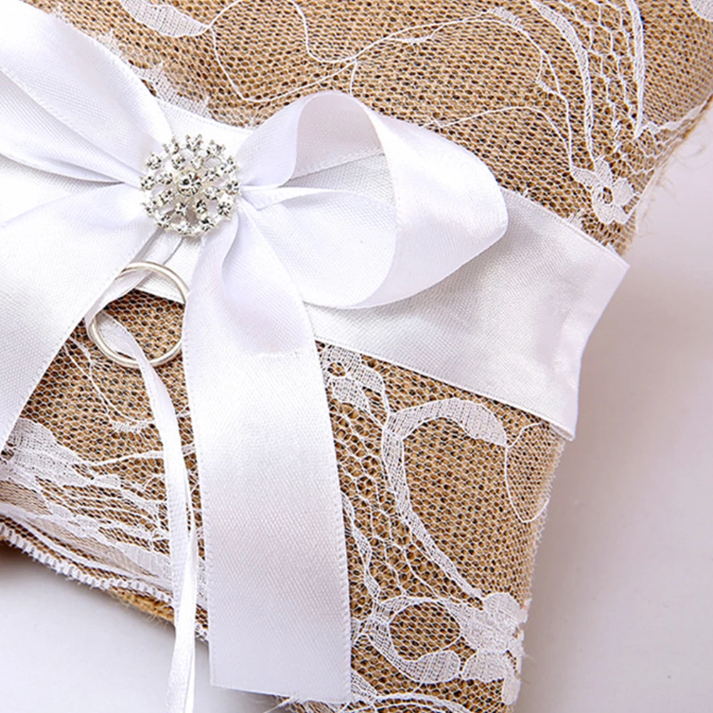 

Line Cloth Ring Pillow Flower Basket Cover Wedding Kneeling Pillows Cushion for Ceremony Pocket Lace