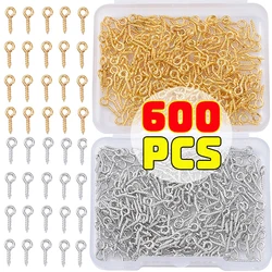 300-600pcs Mini Screw Eye Pins  8/10mm DIY Metal Eyepins Hooks Eyelets Screw Threaded Pendant Clasps Jewelry Findings for Making